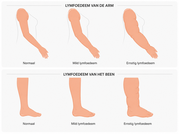 Voorbeeld van lymfoedeem in arm en been