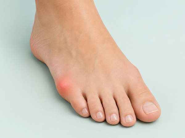 voet met tailor’s bunion aan de buitenzijde van de voorvoet bij de kleine teen.
