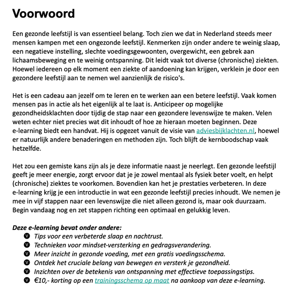 E-learning 'een gezonde leefstijl in 5 stappen'